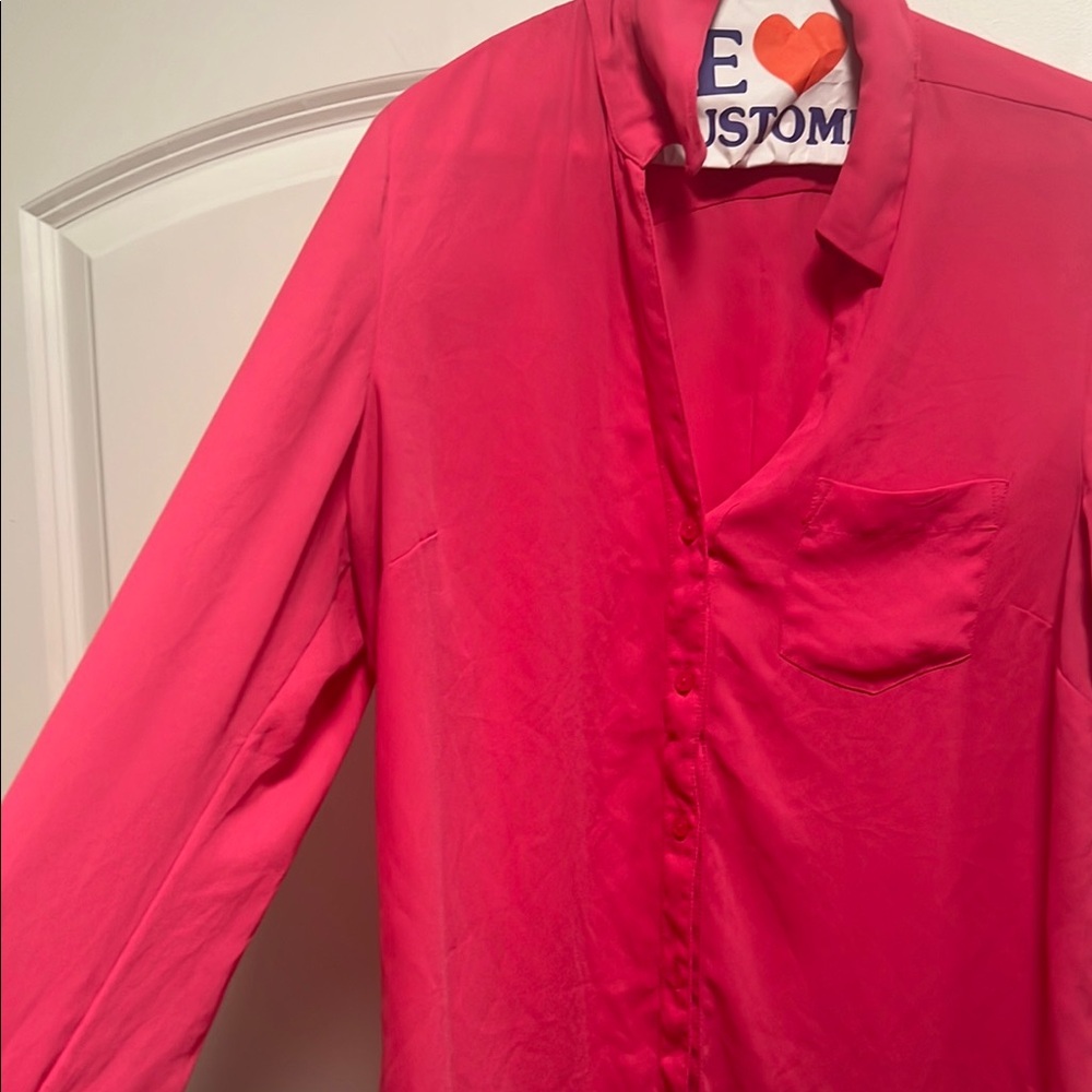 Women's Pink Button-Up Blouse